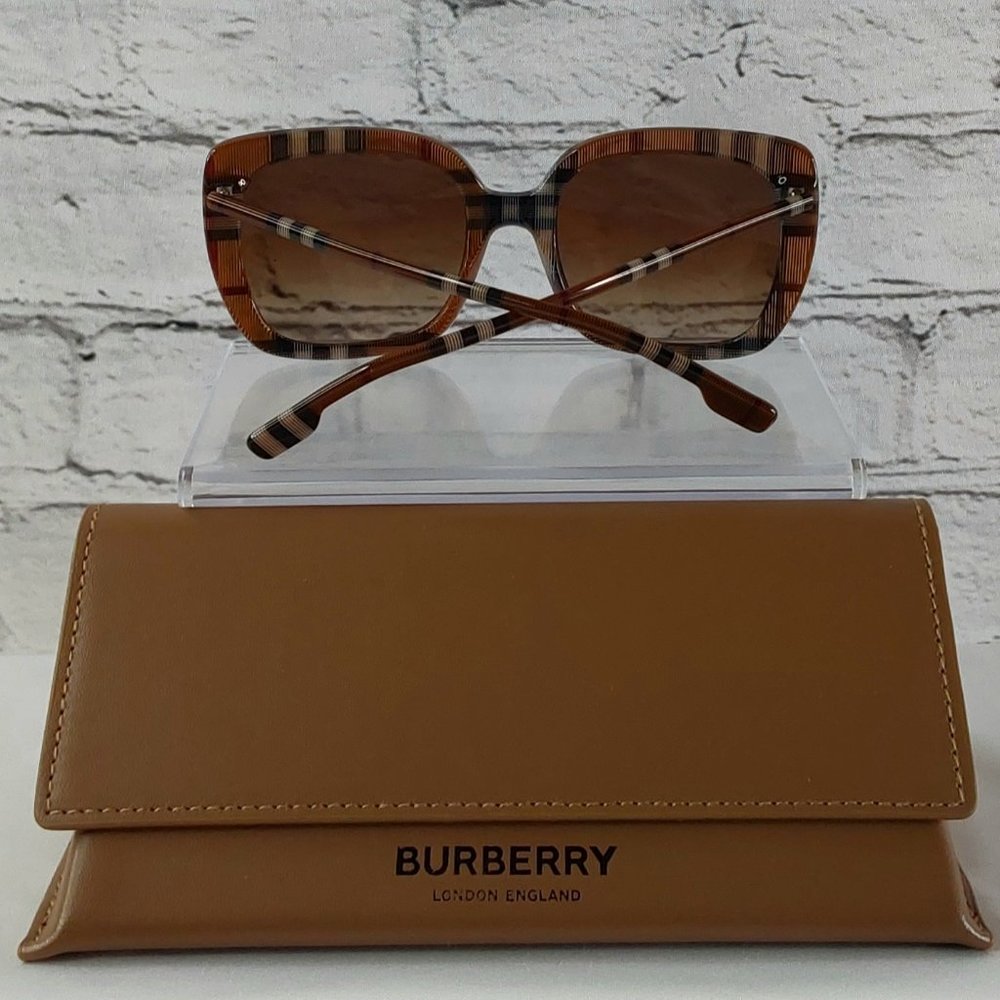 BURBERRY 'CAROLL' SQUARE LENS FULL~RIM SUNGLASSES SIGNATURE BRITISH CHECKERED - Picture 8 of 16